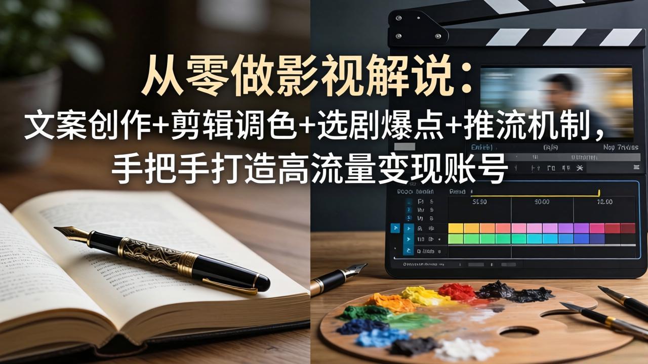 从零做影视解说：文案创作+剪辑调色+选剧爆点+推流机制，手把手打造高流量变现账号-续财库