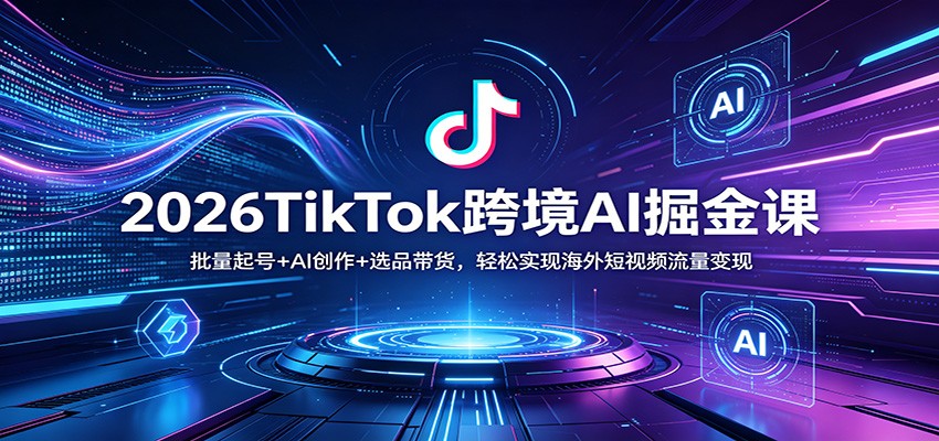 2026TikTok跨境AI掘金课：批量起号+AI创作+选品带货，轻松实现海外短视频流量变现-续财库