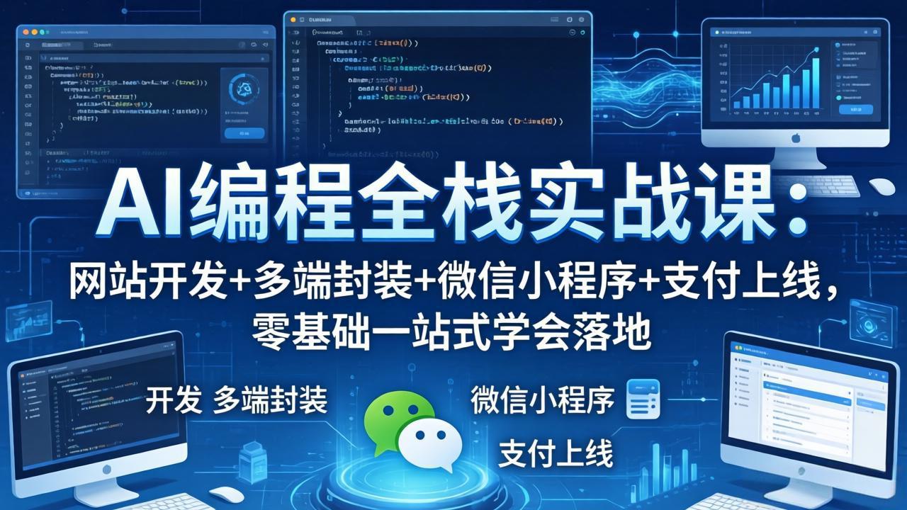 AI编程全栈实战课：网站开发+多端封装+微信小程序+支付上线，零基础一站式学会落地-续财库