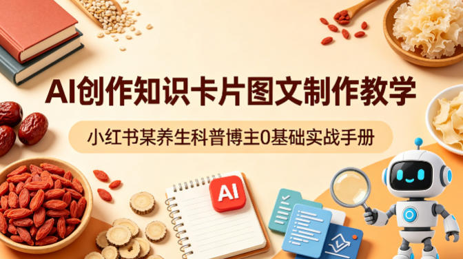 AI创作知识卡片图文制作教学，小红书某养生科普博主0基础实战手册-续财库