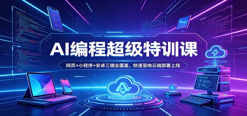 AI编程超级特训课：网页+小程序+安卓三端全覆盖，快速落地云端部署上线-续财库