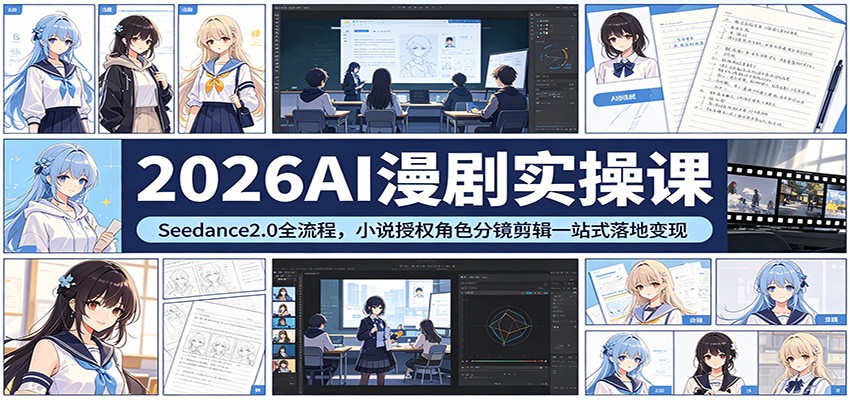 2026AI漫剧实操课：Seedance2.0全流程，小说授权角色分镜剪辑一站式落地变现-续财库