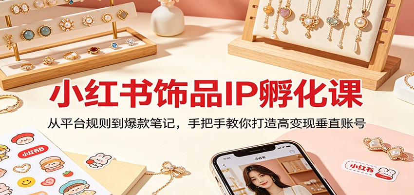 小红书饰品IP孵化课：从平台规则到爆款笔记，手把手教你打造高变现垂直账号-续财库