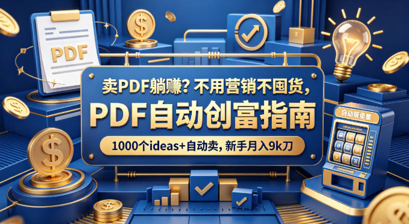 卖PDF躺賺？不用营销不囤货，PDF自动创富指南，1000个ideas+自动卖，新手月入9k刀【原创双语字幕】-续财库