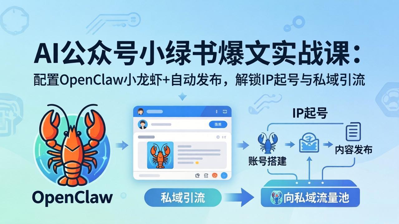 AI公众号小绿书变现实战课：小绿书爆文写作+OpenClaw自动发布，解锁IP起号与私域引流-续财库