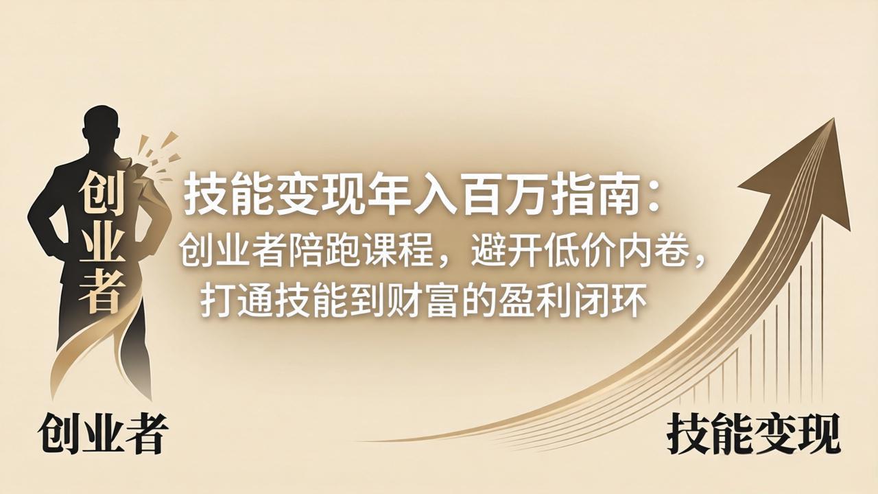 技能变现年入百万指南：创业者陪跑课程，避开低价内卷，打通技能到财富的盈利闭环-续财库
