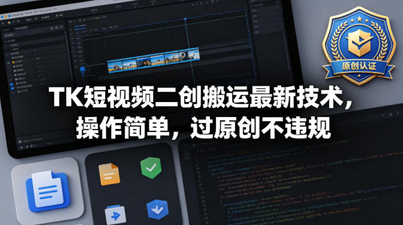 TK短视频二创搬运最新技术，操作简单，过原创不违规-续财库