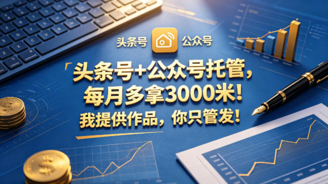 头条号+公众号托管，每月多拿3000米！我提供作品，你只管发！【揭秘】-续财库