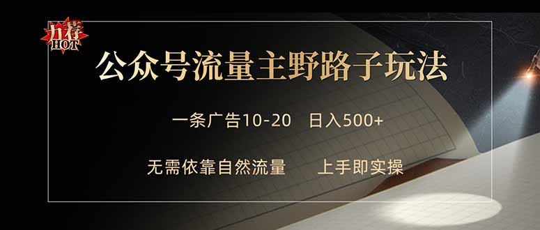 公众号流量主野路子玩法 单条广告10-20元 日入500+-续财库