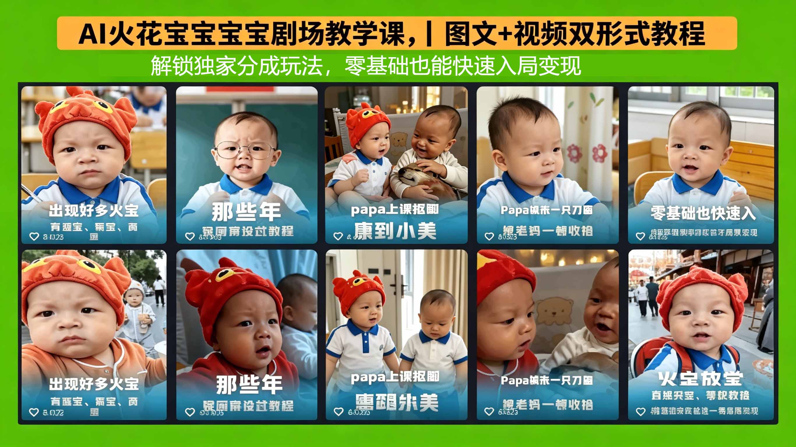AI火花宝宝宝宝剧场教学课，图文+视频双形式教程，解锁独家分成玩法，零基础也能快速入局变现-续财库