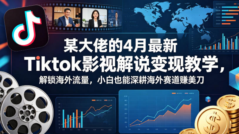 某大佬的4月最新Tiktok影视解说变现教学，解锁海外流量，小白也能深耕海外赛道賺美刀-续财库