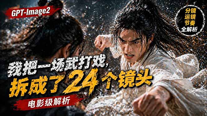 用GPT-Image2，把一段武打对决拆成24个连续镜头，从人物建立、动作衔接、运镜节奏，到情绪爆发-续财库