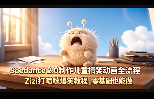 Seedance 2.0制作儿童搞笑动画全流程Zizi打喷嚏爆笑教程｜零基础也能做-续财库