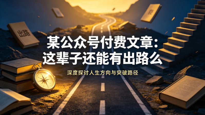 某公众号付费文章：这辈子还能有出路么-续财库