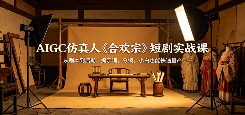 AIGC仿真人《合欢宗》短剧实战课：从剧本到后期，提示词，分镜，小白也能快速量产-续财库