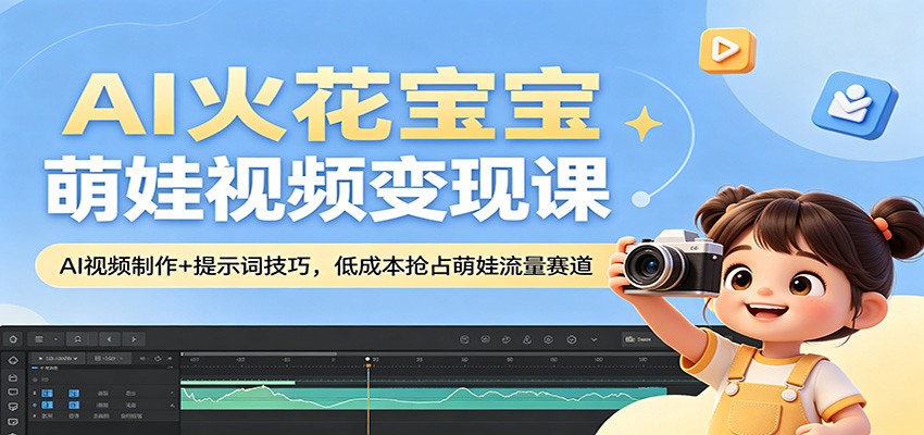AI火花宝宝萌娃视频变现课：AI视频制作+提示词技巧，低成本抢占萌娃流量赛道-续财库