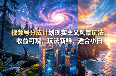 视频号分成计划现实主义风景玩法，收益可观，玩法新鲜，适合小白-续财库