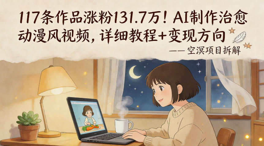 117条作品涨粉131.7W！AI制作治愈动漫风视频，详细教程+变现方向-续财库