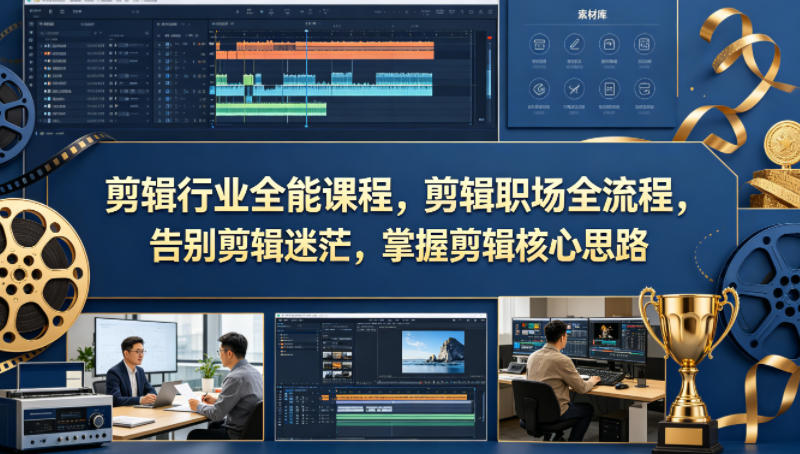 剪辑行业全能课程，剪辑职场全流程，告别剪辑迷茫，掌握剪辑核心思路-续财库