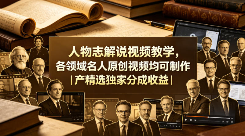 人物志解说视频教学，各领域名人原创视频均可制作丨精选独家分成收益(更新0430)-续财库