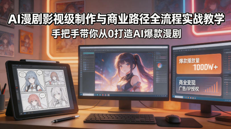AI漫剧影视级制作与商业路径全流程实战教学，手带你从0打造AI爆款漫剧-续财库