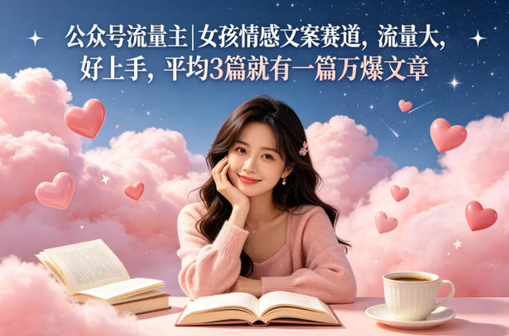 公众号流量主女孩情感文案赛道，流量大，好上手，平均3篇就有一篇万爆文章-续财库
