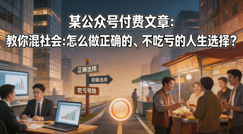 某公众号付费文章：教你混社会：怎么做正确的、不吃亏的人生选择？-续财库