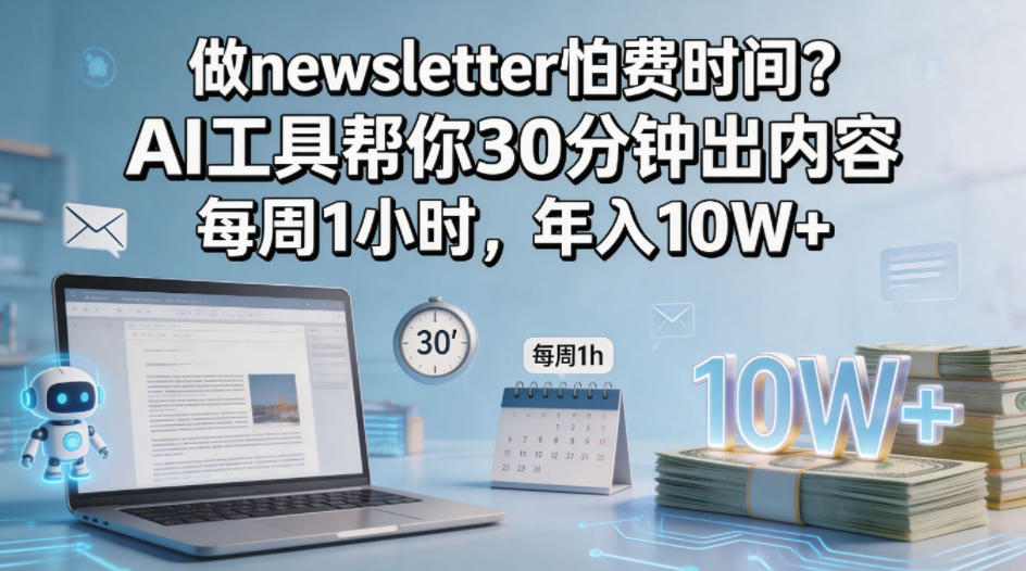 做newsletter怕费时间？AI工具帮你30分钟出内容，每周1小时，年入10W+！【原创双语字幕】-续财库