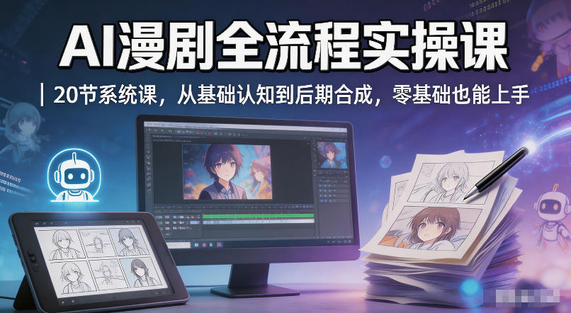 AI漫剧全流程实操课｜20节系统课，从基础认知到后期合成，零基础也能上手-续财库