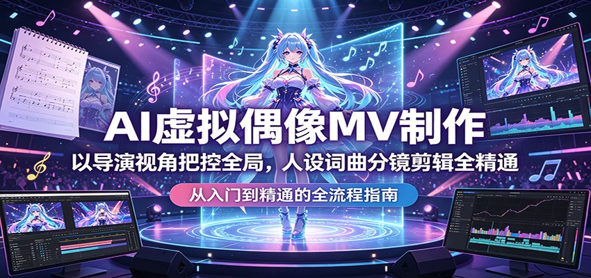 AI虚拟偶像MV制作：以导演视角把控全局，人设词曲分镜剪辑全精通-续财库