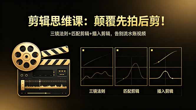 剪辑思维课：颠覆先拍后剪！三镜法则+匹配剪辑+插入剪辑，告别流水账视频-续财库