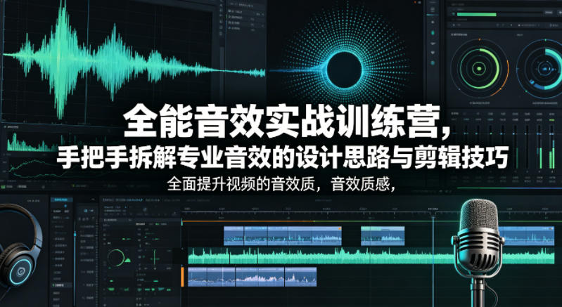全能音效实战训练营，手把手拆解专业音效的设计思路与剪辑技巧，全面提升视频的音效质感-续财库