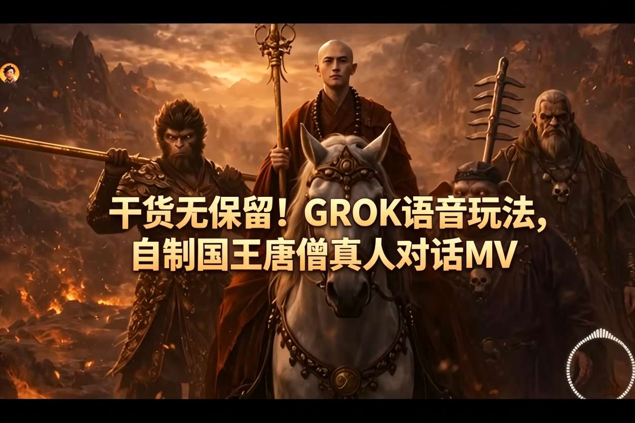 干货无保留！GROK语音玩法，自制国王唐僧真人对话MV-续财库