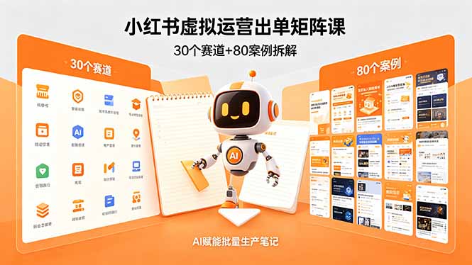 小红书虚拟运营出单矩阵课：30个赛道+80案例拆解，AI赋能批量生产笔记-续财库