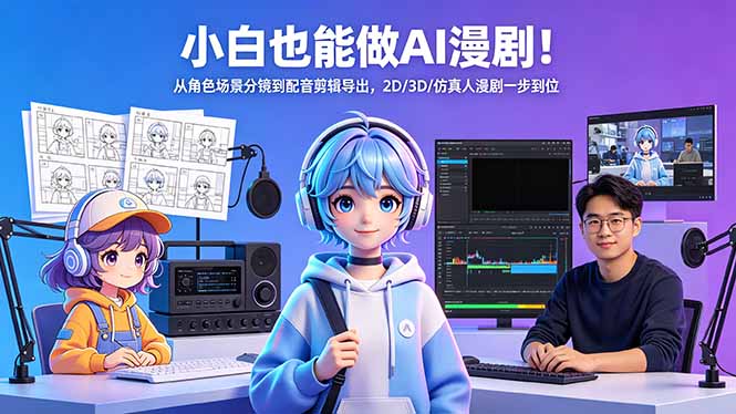 小白也能做AI漫剧！从角色场景分镜到配音剪辑导出，2D/3D/仿真人漫剧一步到位-续财库