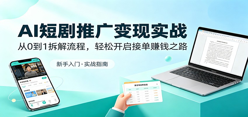 AI短剧推广变现实战：从0到1拆解流程，轻松开启接单赚钱之路-续财库