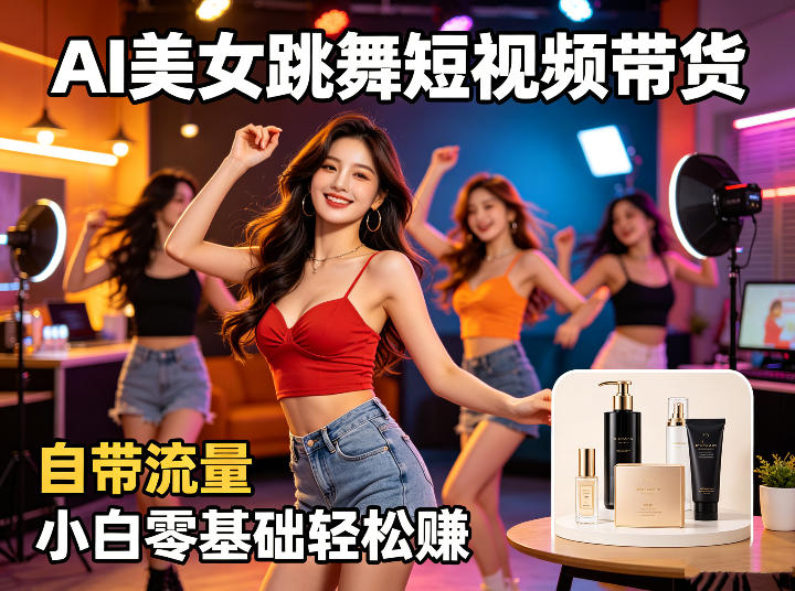AI美女跳舞短视频带货：自带流量，小白零基础轻松賺，详细拆解-续财库