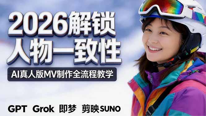 2026独创解锁人物一致性：AI真人版MV制作，不讲空话，不拼概念，全流程实操-续财库