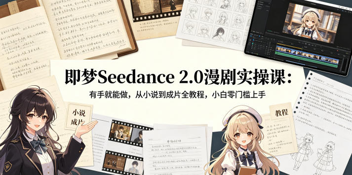 即梦Seedance 2.0漫剧实操课：有手就能做，从小说到成片全教程，小白零门槛上手-续财库