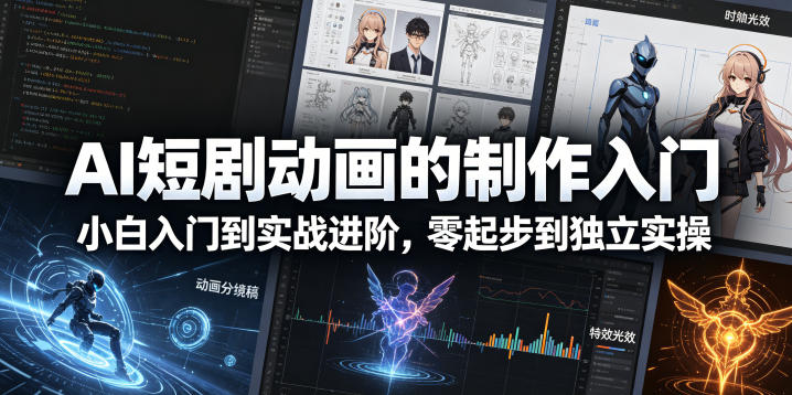 AI短剧动画的制作入门，小白入门到实战进阶，零起步到独立实操-续财库