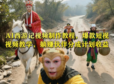 AI西游记视频制作教程，爆款短视频教学，躺賺伙伴分成计划收益-续财库