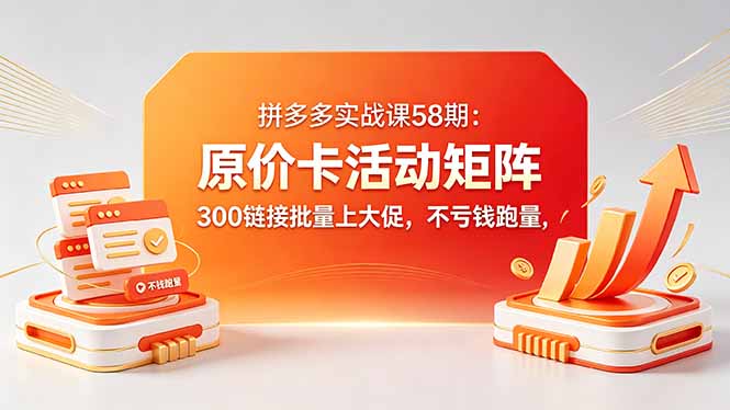 拼多多实战课58期：原价卡活动矩阵，300链接批量上大促，不亏钱跑量-续财库