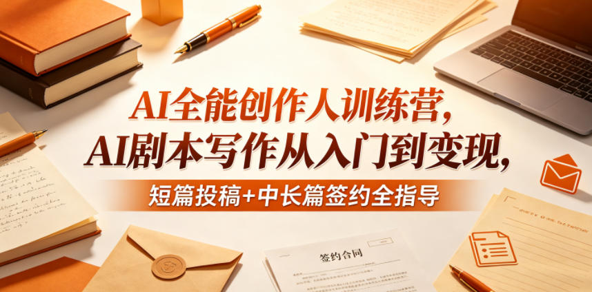 AI全能创作人训练营，AI剧本写作从入门到变现，短篇投稿+中长篇签约全指导-续财库