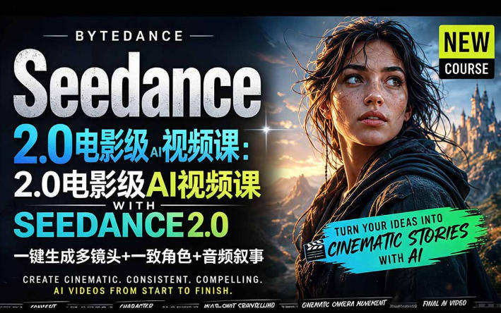 字节跳动的Seedance 2.0 AI电影视频生成制作教程，一键生成多镜头+一致角色+音频叙事-中英字幕-续财库