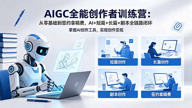 AIGC全能创作者训练营：从零基础到签约拿稿费，AI+短篇+长篇+剧本全链路闭环-续财库