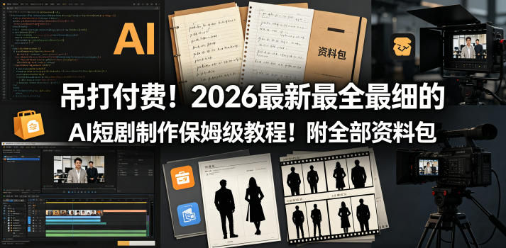 吊打付费！2026最新最全最细的AI短剧制作保姆级教程！附全部资料包-续财库