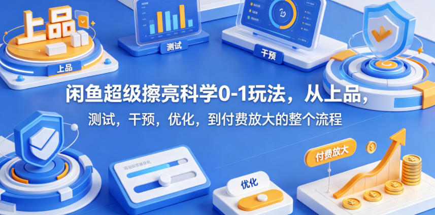 闲鱼超级擦亮科学0-1玩法，从上品，测试，干预，优化，到付费放大的整个流程-续财库