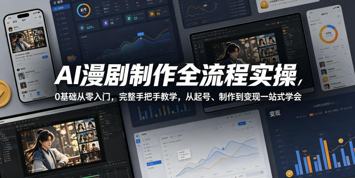 AI漫剧制作全流程实操，0基础从零入门，完整手把手教学，从起号、制作到变现一站式学会-续财库