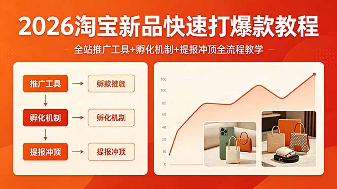 2026淘宝新品快速打爆款教程，全站推广工具+孵化机制+提报冲顶全流程教学-续财库