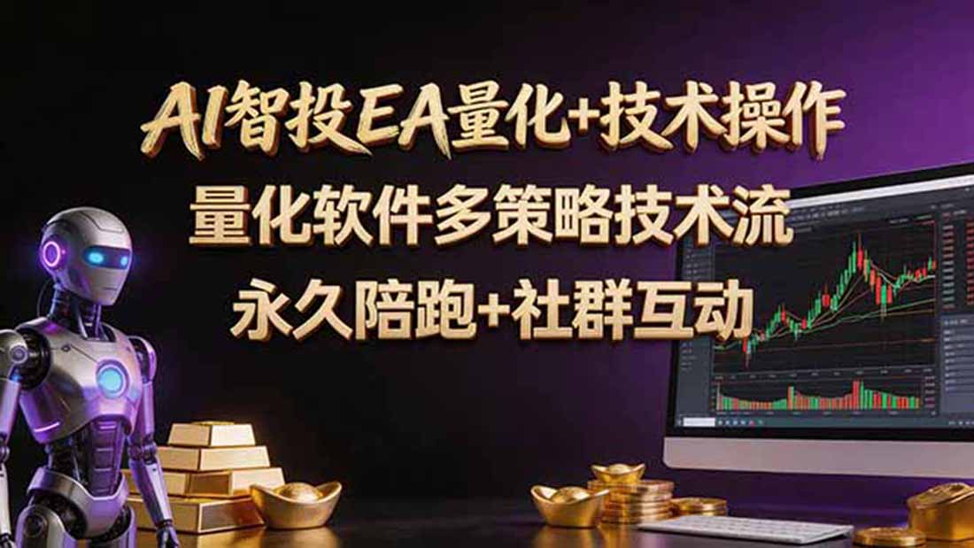 AI智投EA量化操作技术训练营，软件自动操作，简单学习轻松上入手日入30-100U-续财库